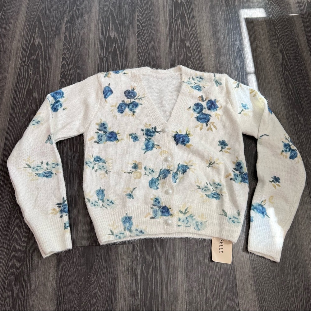 Blue Floral Cardigan